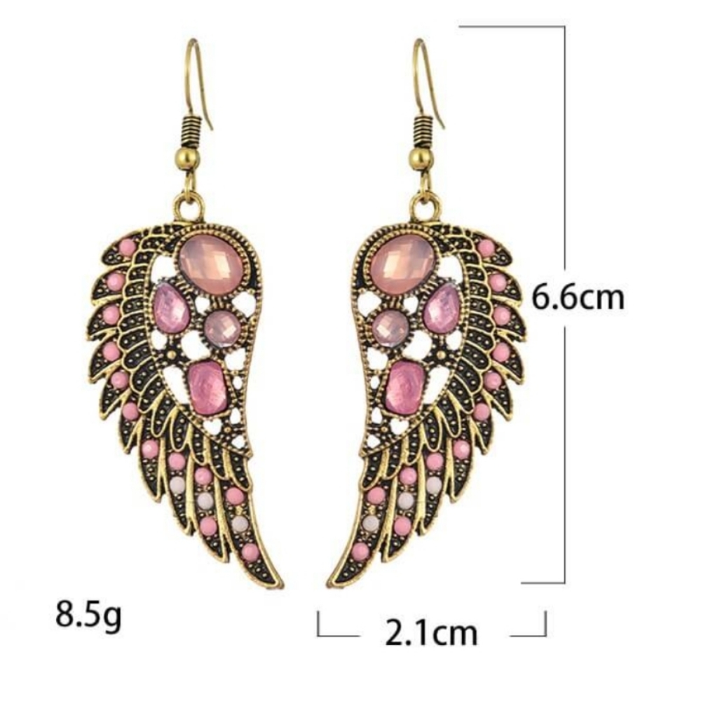 Vintage Ethnic Style Wings Gems Earrings - Picture 2 of 2
